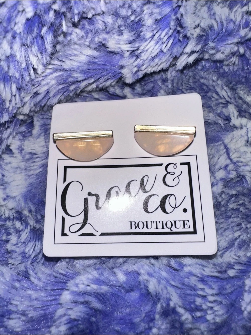 Pink Half-Moon Stud Earrings